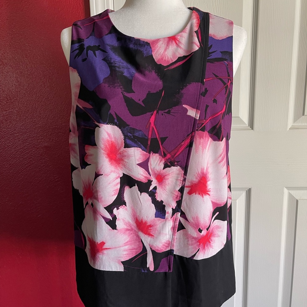 Floral Sleeveless Top - Pink and Purple